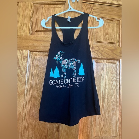 Unbranded - Black Tank Top with Floral Goat Design - Picture 1 of 3